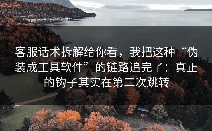 客服话术拆解给你看，我把这种“伪装成工具软件”的链路追完了：真正的钩子其实在第二次跳转