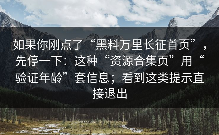 如果你刚点了“黑料万里长征首页”，先停一下：这种“资源合集页”用“验证年龄”套信息；看到这类提示直接退出