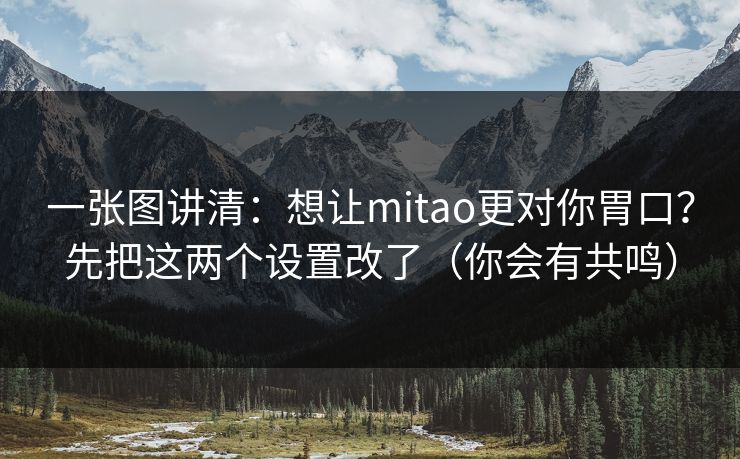 一张图讲清:想让mitao更对你胃口?先把这两个设置改了(你会有共鸣) 一张图讲清:想让mitao更对你胃口?先把这两个设置改了(你会有共鸣)