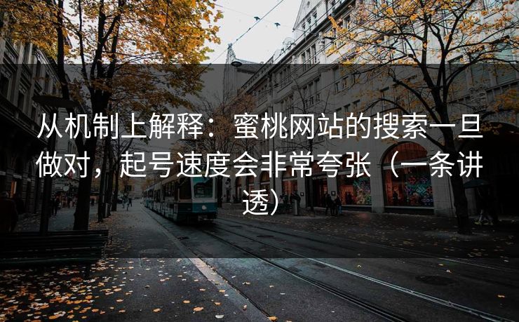 从机制上解释：蜜桃网站的搜索一旦做对，起号速度会非常夸张（一条讲透）