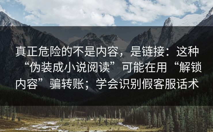 真正危险的不是内容,是链接:这种“伪装成小说阅读”可能在用“解锁内容”骗转账;学会识别假客服话术 真正危险的不是内容,是链接:这种“伪装成小说阅读”可能在用“解锁内容”骗转账;学会识别假客服话术