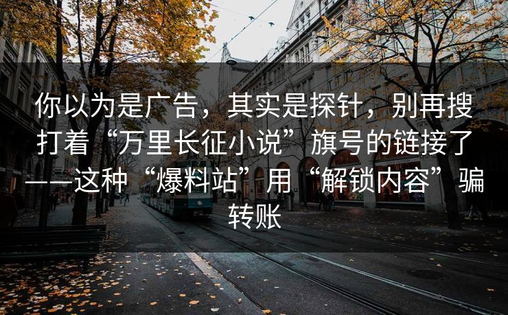 你以为是广告,其实是探针,别再搜打着“万里长征小说”旗号的链接了——这种“爆料站”用“解锁内容”骗转账 你以为是广告,其实是探针,别再搜打着“万里长征小说”旗号的链接了——这种“爆料站”用“解锁内容”骗转账