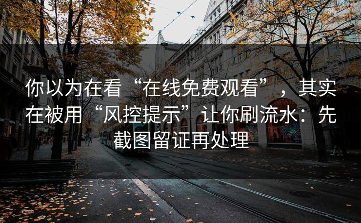 你以为在看“在线免费观看”,其实在被用“风控提示”让你刷流水:先截图留证再处理 你以为在看“在线免费观看”,其实在被用“风控提示”让你刷流水:先截图留证再处理