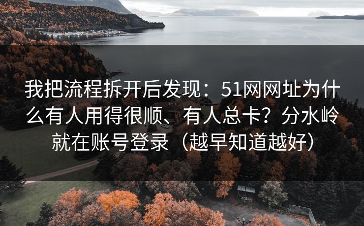 我把流程拆开后发现：51网网址为什么有人用得很顺、有人总卡？分水岭就在账号登录（越早知道越好）